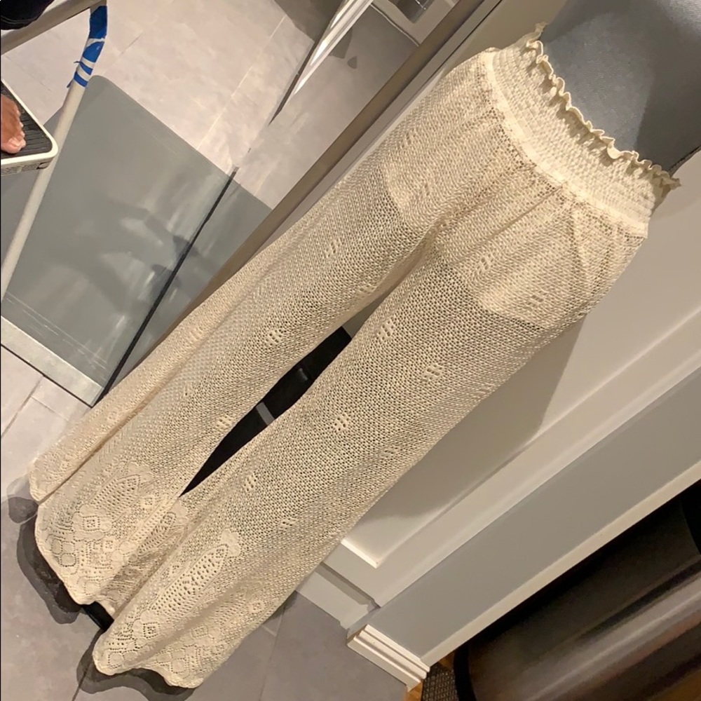 Cream Colored Lace Flares by Free People